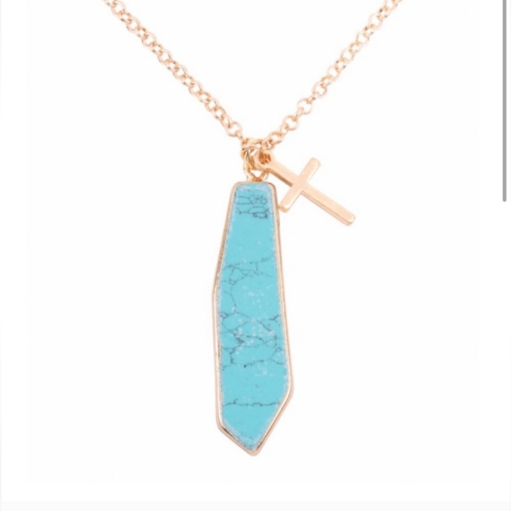 TURQUOISE CROSS NECKLACE     ☆